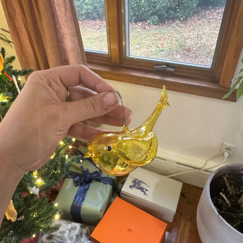 Tiffany & Co. Gold Glass Bird Holiday Ornament